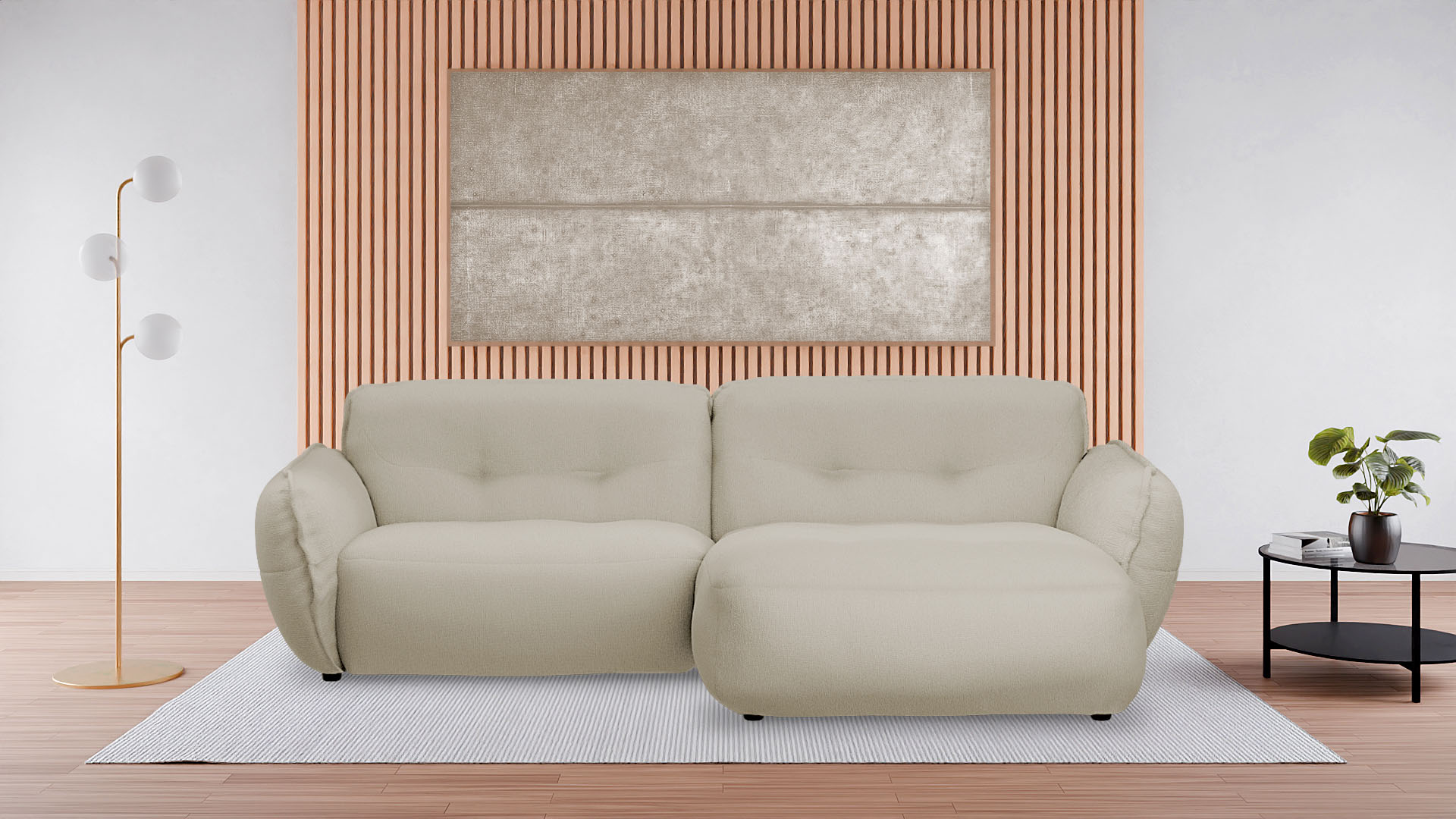 Ecksofa BETYPE "Be Fluffy Mega Sofa, bequem, viel Platz, Breite 289cm, L-Form", beige (cream), B:289cm H:87cm T:184cm, 100% Polyester, Sofas, Ecksofa, Softes Sitzgefühl, moderne Kedernaht, hochwertiger Bezug