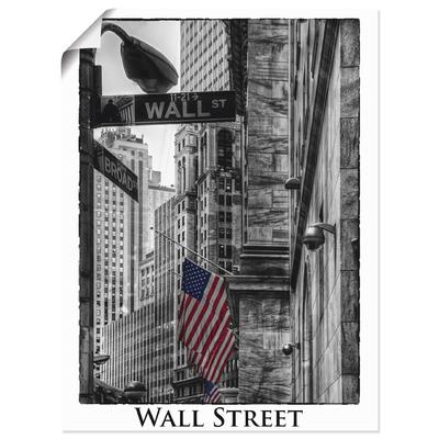 Wandbild ARTLAND "New York Wall Street", schwarz (farbe bild(er): schwarz), B:30cm H:40cm T:0,1cm, Papier, Bilder, als Leinwandbild, Poster in verschied. Größen Image