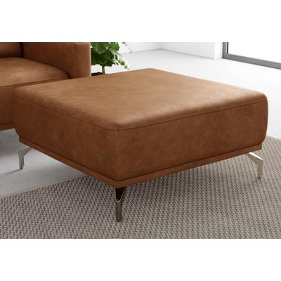 Hocker SIT & MORE "Bailando", braun (cognac), B:86cm H:45cm T:86cm, Hocker, Sitzhocker, mit Federkern und satinierten Nickelfüßen Image