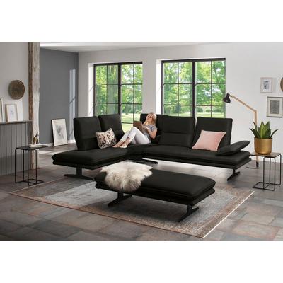 Ecksofa W.SCHILLIG "broadway, Designsofa, toller Sitzkomfort, zeitlos, elegant, L-Form", schwarz (schwarz z59), B:284cm H:94cm T:224cm, Longlife Xtra-Leder Z59: Glattleder mit modischer Prägung. Hautstärke 0, 9 - 1, 1 mm, Sofas,... Image