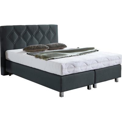 Boxspringbett "Phönix", grau (charcoal), B:155cm L:210cm, Bezug Bett: Microvelours (100% Polyester) oder Feinstruktur (100% Polyester), Bezug Bonnell-Federkernmatratze: 100% Polyester, Bezug Kaltschaummatratze: 100% Polyester, Bezug... Image