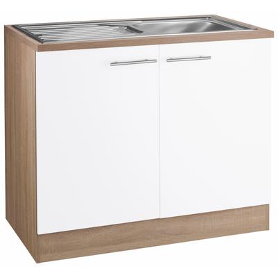 Spülenschrank OPTIFIT "Kalmar", weiß, B:100cm H:85cm T:60cm, Schränke, Breite 100 cm Image