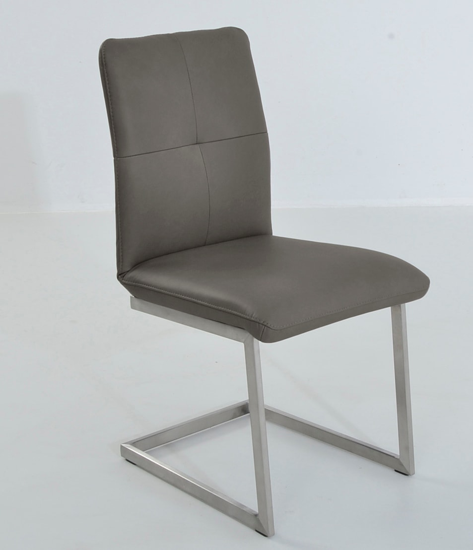 Freischwinger K+W KOMFORT & WOHNEN "6511", grau (granit, edelstahloptik), B:46cm H:90cm T:62cm, Stühle, Freischwinger, Freischwinger mit Hochkantrohr und praktischem Metallgriff am Rücken