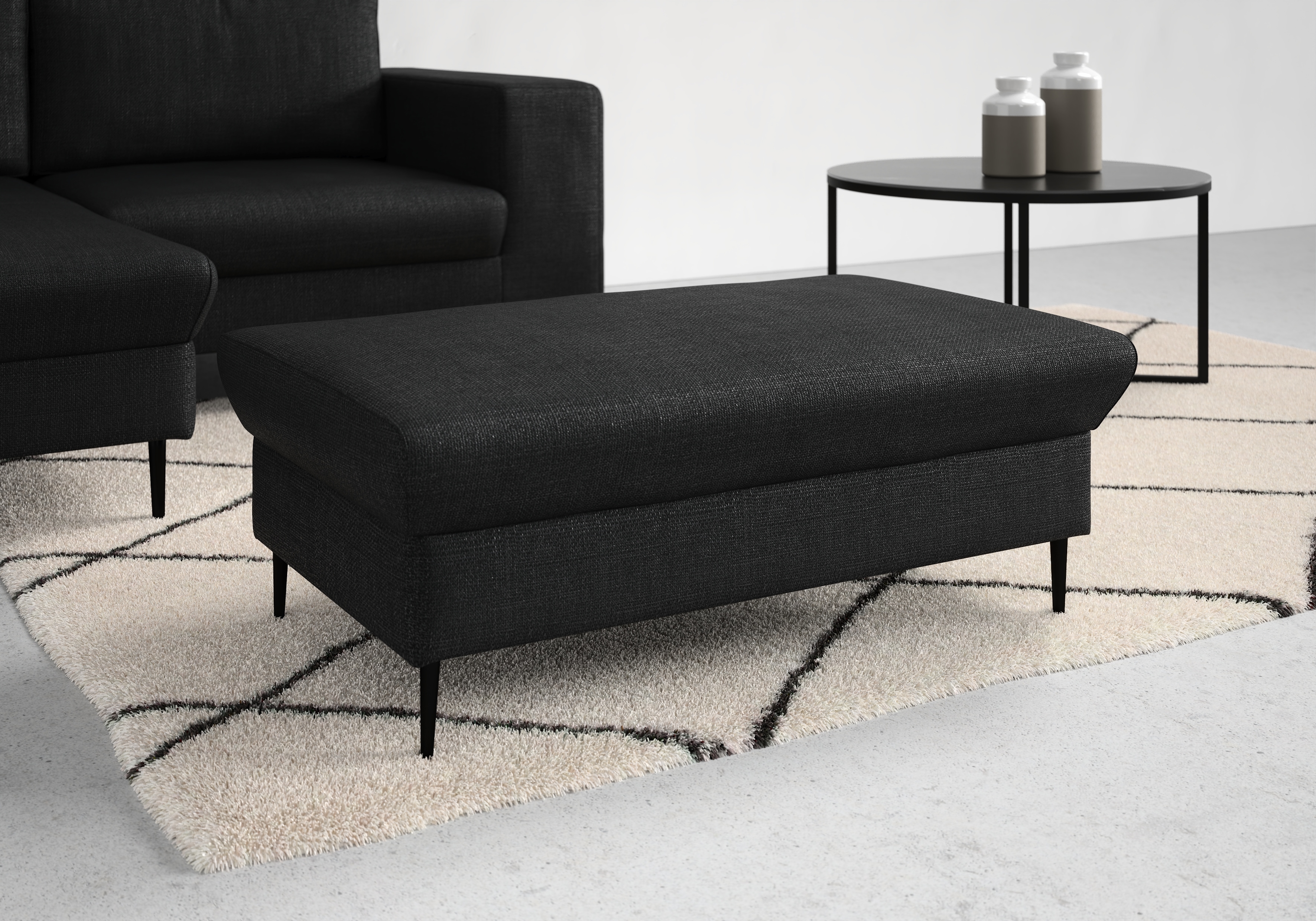 Sitzhocker DOMO COLLECTION "Modica", grau (anthrazit), B:99cm H:42cm T:65cm, 100% Polyester, Hocker, Sitzhocker, passend zur Serie, auch in Cord