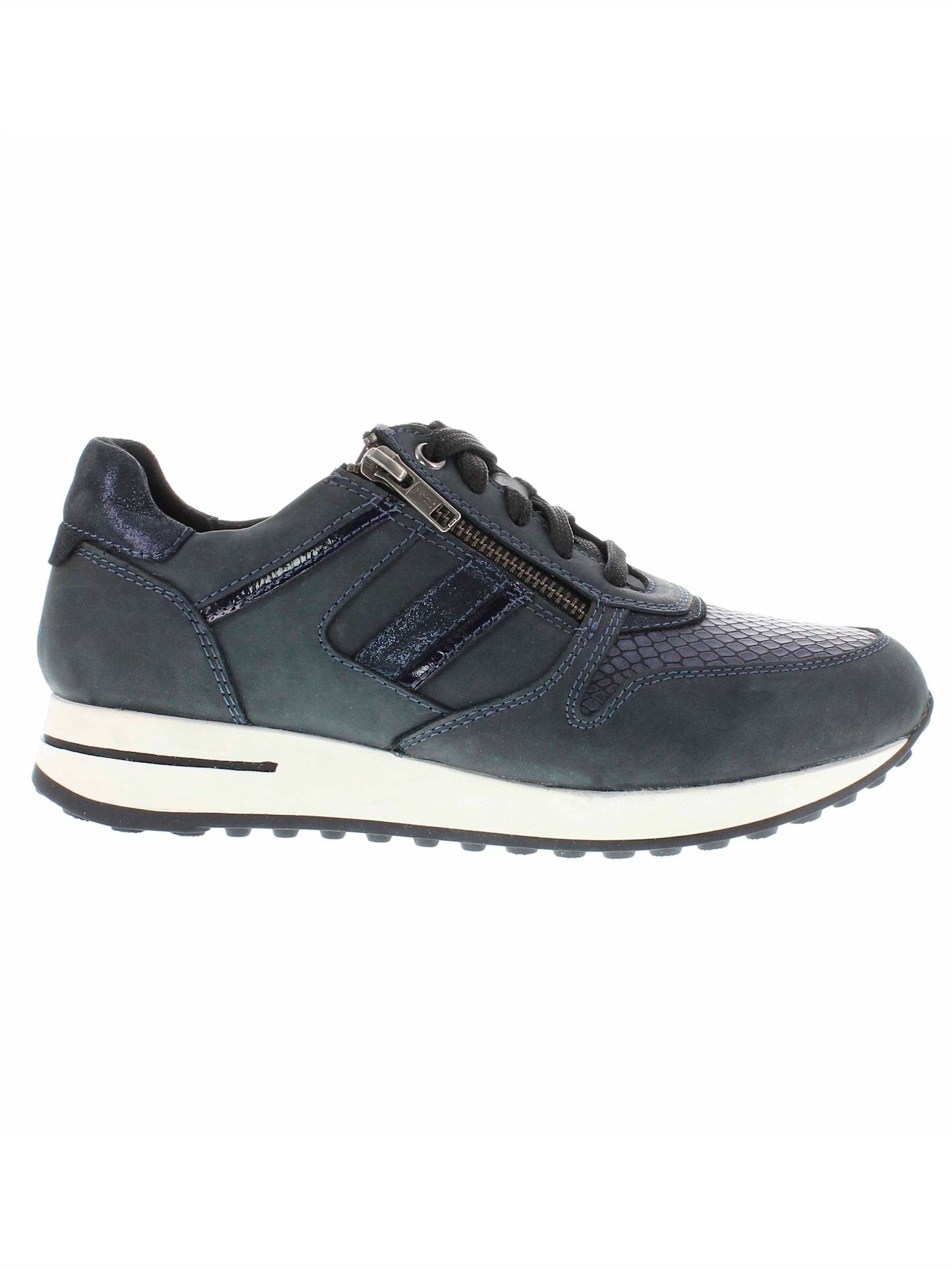Sneaker CASUAL LOOKS, Damen, Gr. 37, blau (jeansblau), Glattleder, Lackleder, Nubukleder, Sportlich, Schuhe