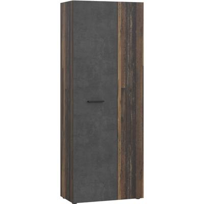 Schuhschrank FORTE "NET306", grau (old, vintage, betonoptik dunkelgrau), B:68,7cm H:181,1cm T:36,5cm, Spanplatte, Schränke, Schuhschrank, inklusive Einlegböden, verschiedene Dekore Image