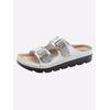Hausschuh, Damen, Gr. 42, silber (silberfarben), Rindsleder, modisch, Schuhe