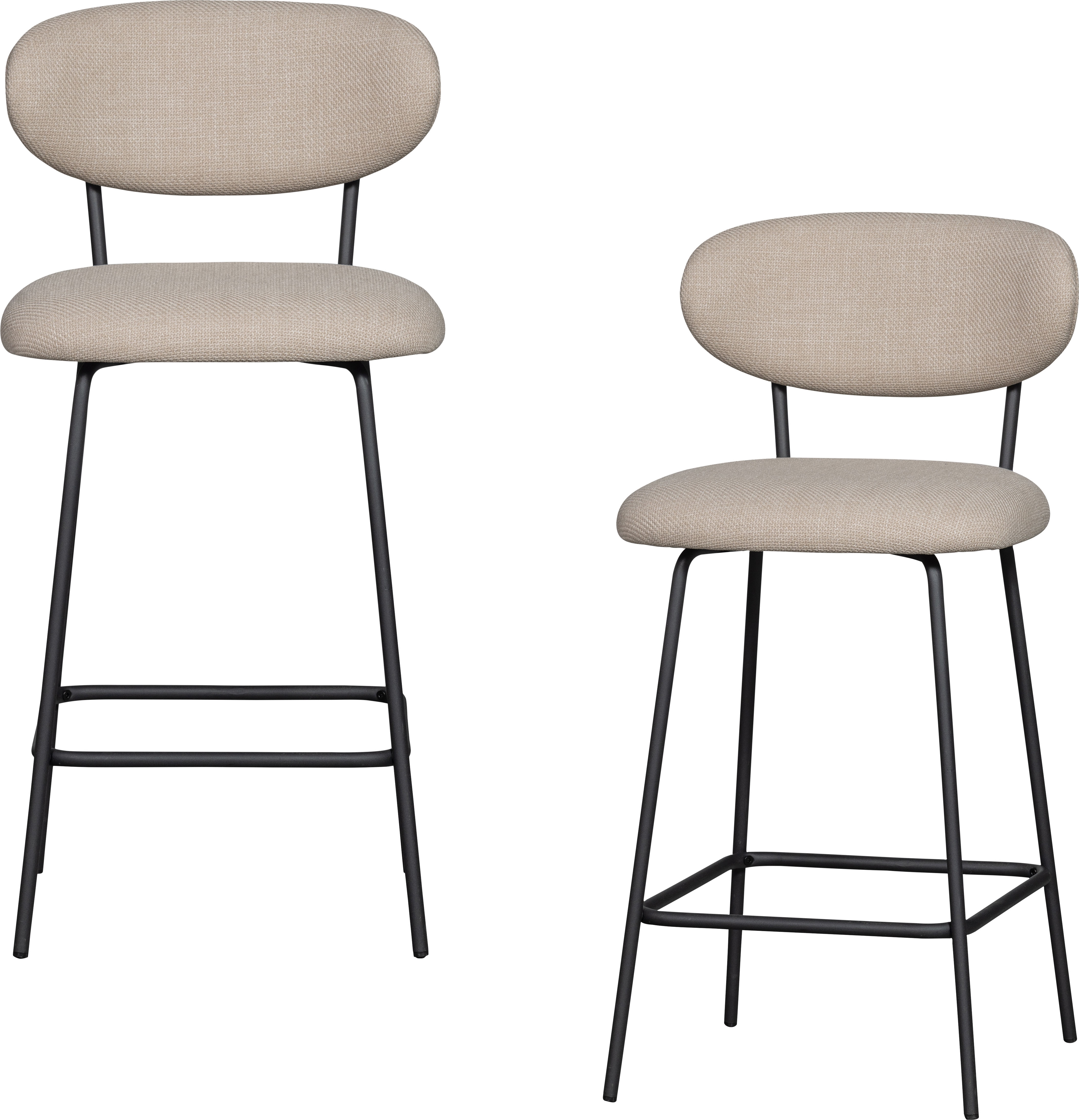 Barhocker WOOOD "Kjeld", beige (natur), B:46cm H:93cm T:52cm, Hocker, gepolstert mit gewebtem Stoff, Höhe 93 cm Image