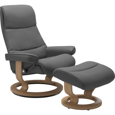 Fußhocker STRESSLESS "View", grau (grau batick), B:57cm H:40cm T:47cm, Leder BATICK: BATICK ist ein leicht korrigiertes, durchgefärbtes und genarbtes Möbelleder, bei dem die meisten Unebenheiten und Spuren in der Regel entfernt wurden., Leder... Image