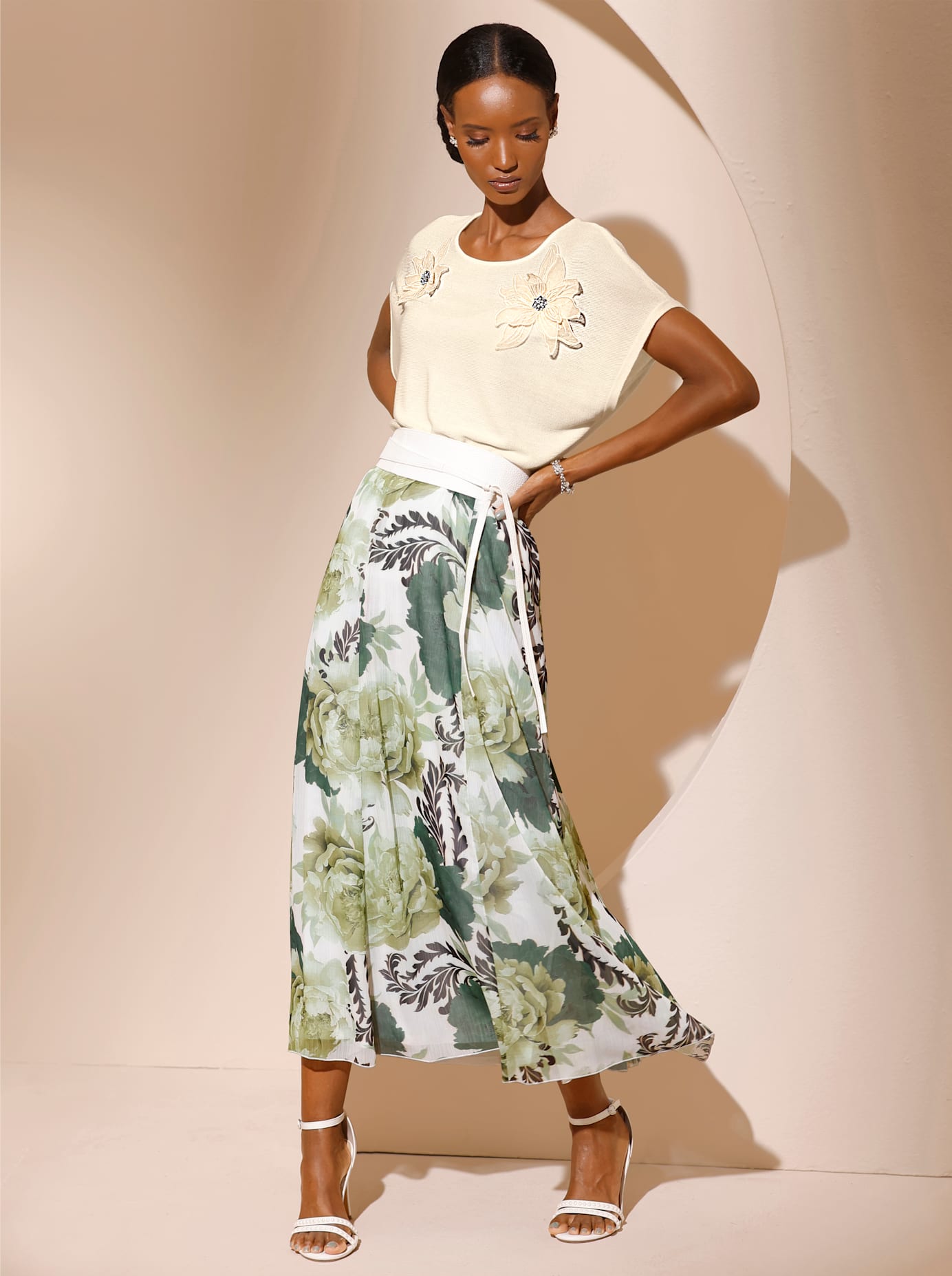 Strickpullover CREATION L "Kurzarm-Pullover", Damen, Gr. 52, beige (champagner), 42% Viskose, 30% Lyocell, 28% Polyester, unifarben, Pullover Strickpullover