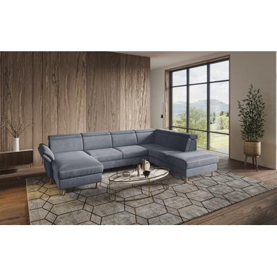Wohnlandschaft HOME AFFAIRE "Calypso U-Form", grau (grau, blau), B:334cm H:85cm T:227cm, 100%Polyester, Sofas, wahlweise mit motorischer Relaxfunktion Image