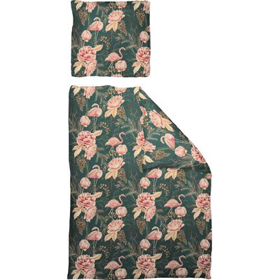 Bettwäsche ADAM "Eden", bunt (dunkelgrün, rosa), B/L: 155cm x 200cm, , Renforcé, B/L: 80cm x 80cm, Renforcu00e9, Obermaterial: 100% Baumwolle, Bettwäsche, GOTS zertifiziert - aus Bio-Baumwolle Image