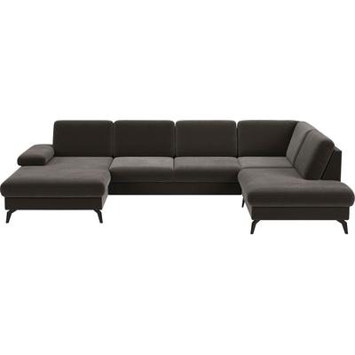 Wohnlandschaft SIT & MORE "Morris U-Form, inkl. Sitztiefenverstellung", grau (fango), B:335cm H:82cm T:212cm, 100% Polyester, Sofas, wahlweise mit Armteilverstellung, Bettfunktion & Bettkasten Image