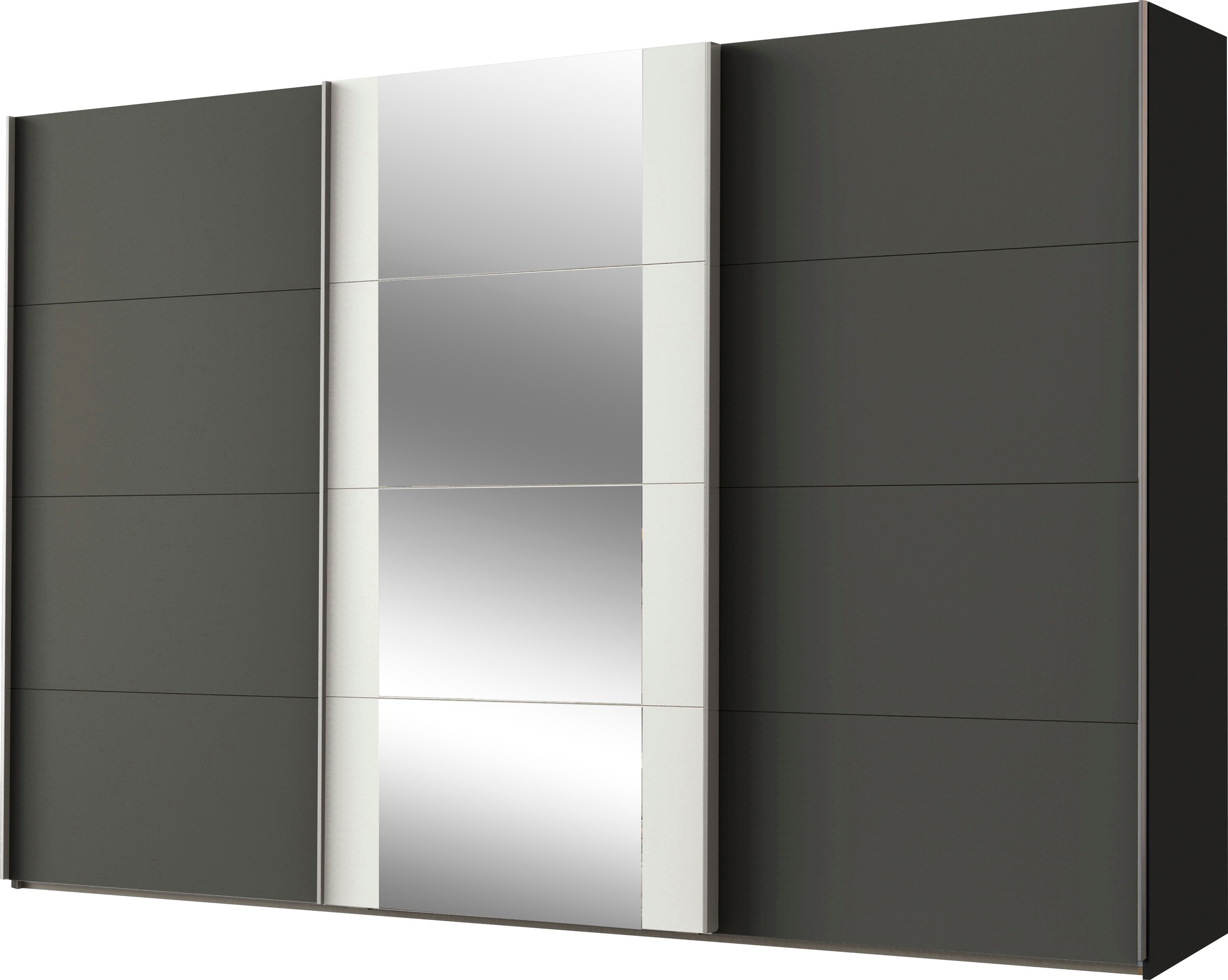 Schwebetürenschrank WIMEX "Bern Schiebetürenschrank TOPSELLER", weiß (graphit, weiß, alu), B:313cm H:210cm T:64cm, Spanplatte, Schränke, Schwebetürenschrank, Schrank mit zusätzlicher Innenausstattung, Garderobe, Topseller