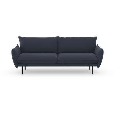 3-Sitzer ANDAS "Stine", blau (dunkelblau), B:226cm H:86cm T:86cm, Struktur (100% Polyester), Struktur weich (85% Polyester/15% Nylon), Samtoptik (100% Polyester), Sofas, Besonderes Design durch Kissenoptik und Keder, by Morten Georgsen Image