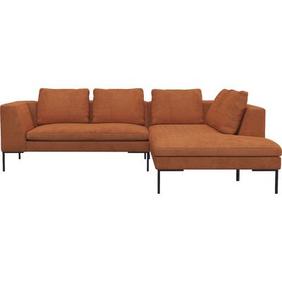 Ecksofa FLEXLUX "Loano, superbequemer Sitzkomfort durch Kaltschaum im Sitz, L-Form", orange (burned orange), B:255cm H:86cm T:230cm, 85% Polyester/15%Polyamide, Sofas, modernes Sofa, frei im Raum stellbar, lose Kissen, hoher Fuß Image