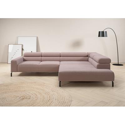 Ecksofa PLACES OF STYLE "Antonelli, L-Form, inkl. Kopfteilverstellung, Breite 312 cm", rosa (rosé), B:312cm H:71cm T:219cm, 95% Polyester, 5% Nylon, Sofas, mit elektrischer Sitztiefenverstellung, in Cord, natur Image
