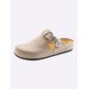 Hausschuh, Damen, Gr. 36, grau (taupe), Rindsleder, Basic, Schuhe