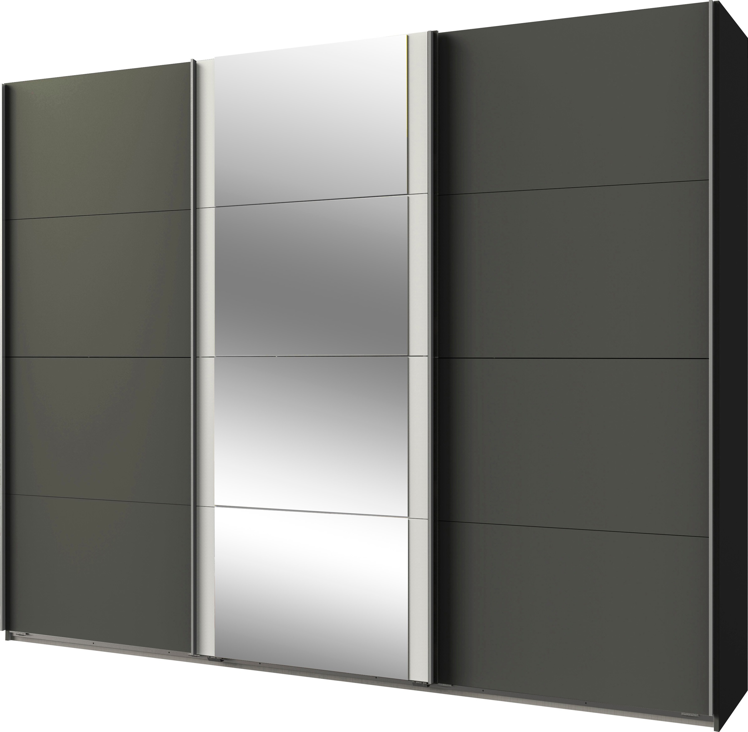 Schwebetürenschrank WIMEX "Bern Schiebetürenschrank TOPSELLER", weiß (graphit, weiß, griffe: alu), B:270cm H:236cm T:64cm, Spanplatte, Schränke, Schwebetürenschrank, Schrank mit zusätzlicher Innenausstattung, Garderobe, Topseller