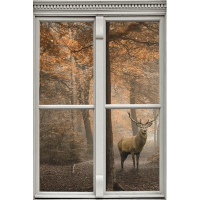 Wandsticker QUEENCE "Hirsch", bunt, T:0,1cm, Wandtattoos, Wandsticker, Wandbild, selbstklebend, 3D, Fenster Image