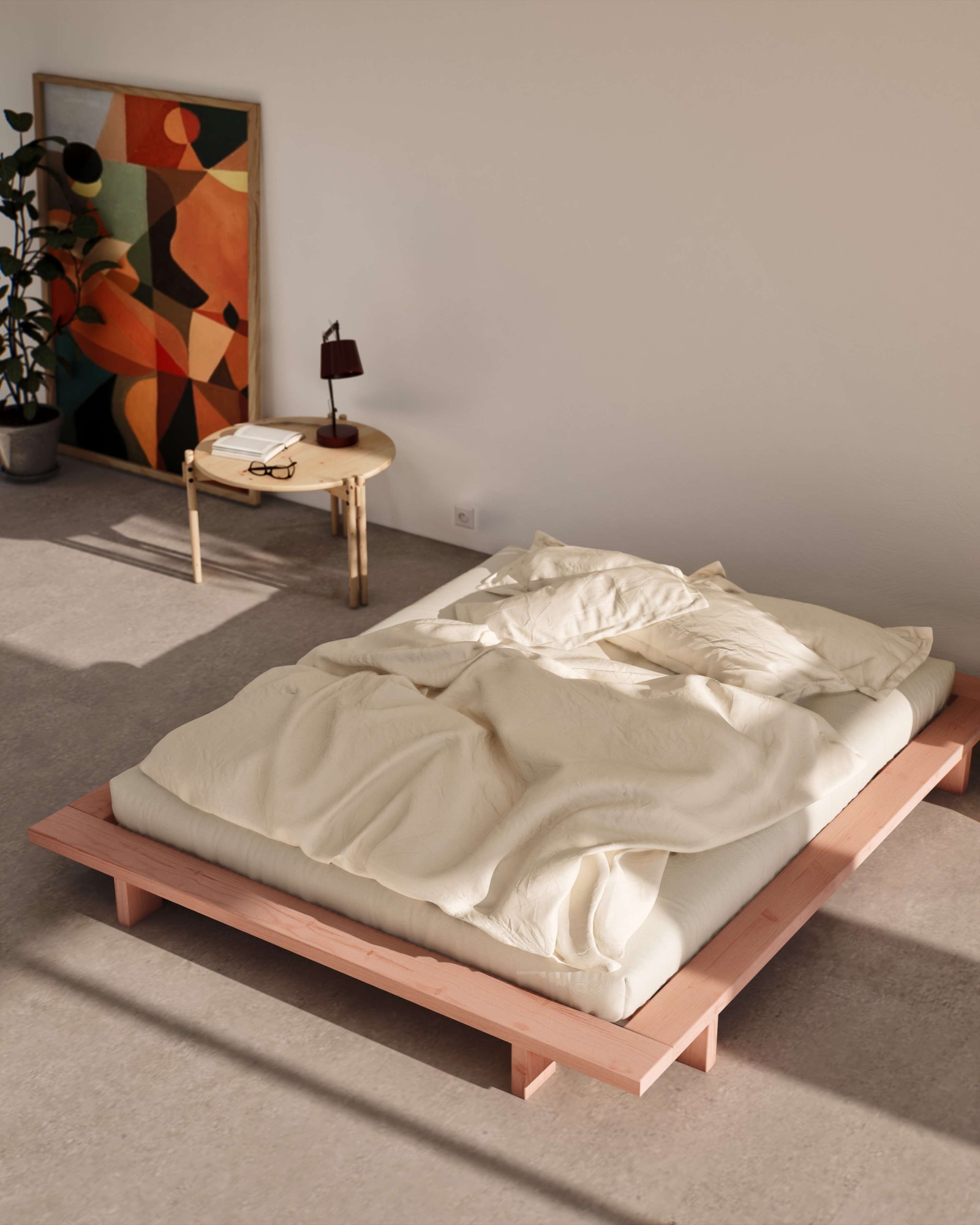 Bettgestell KARUP DESIGN "Bettgestell JAPAN BED Futonbett aus FSC-zertifiziertem Massivholz", pink (kiefer pink sky lackiert), B:208cm H:20cm L:228cm, Betten, zeitlos, bequem & in mehreren Farben und Größen erhältlich.