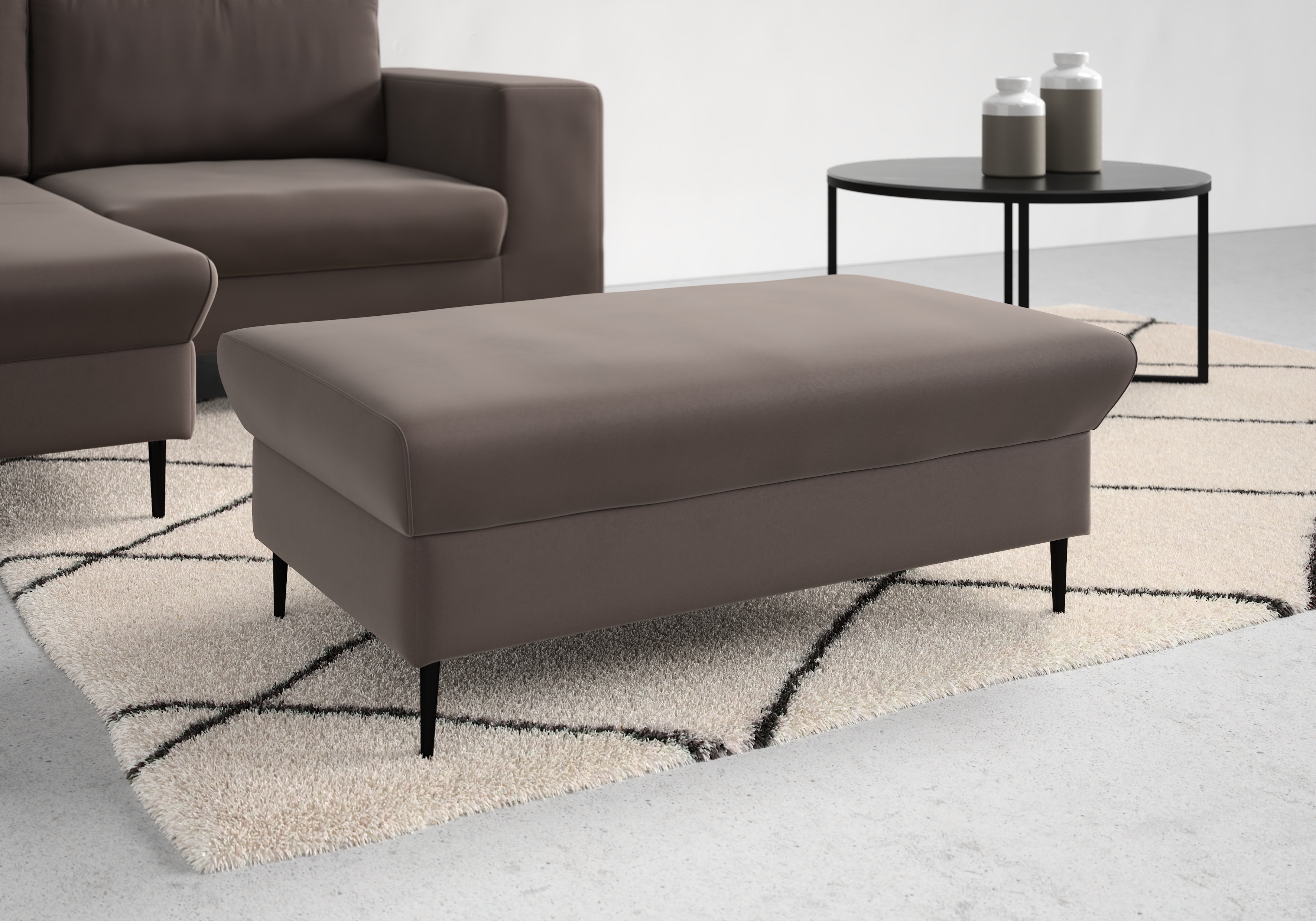 Sitzhocker DOMO COLLECTION "Modica", grau (taupe), B:99cm H:42cm T:65cm, Hocker, Sitzhocker, passend zur Serie, auch in Cord