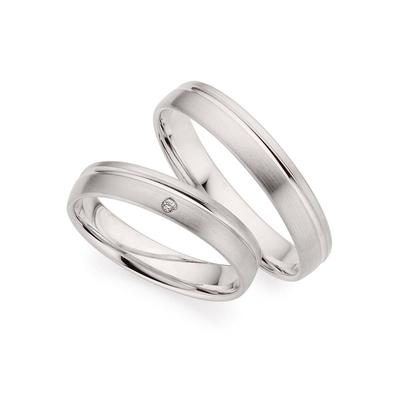 Trauring PHÖNIX "Schmuck Geschenk Gold 333 Trauring Ehering LIEBE versch. Varianten" Gr. 69, weiß (weißgoldfarben), Fingerringe, 69, ohne Brillant, Weißgold 333, 4,0mm, Made in Germany, wahlweise mit oder ohne Brillant Image