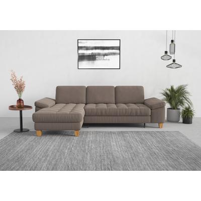Ecksofa SIT & MORE "Westham L-Form", grau (taupe), B:275cm H:88cm T:172cm, 90% Polyester 10% Polyamid, Sofas, mit Recamiere, mit oder ohne Bettfunktion, Bettkasten, Füße Eiche Image