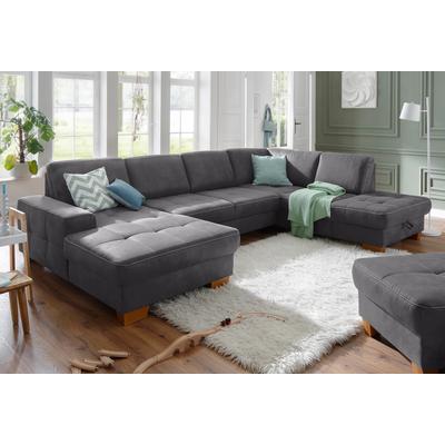Wohnlandschaft HOME AFFAIRE "Puccini U-Form", grau (anthrazit), B:340cm H:86cm T:224cm, Luxus-Microfaser (100% Polyester), Luxus-Microfaser ALTARA NUBUCK (100% Polyester), Luxus-Microfaser Lederoptik (100% Polyester), Sofas, mit Federkern,... Image