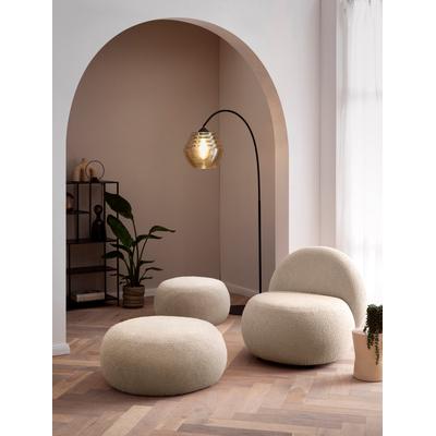 Polsterhocker INOSIGN "Mithras I Lieferzeit nur 2 Wochen, passend zum Sessel Mithras II", grau (taupe), B:85cm H:35cm T:85cm, 93% Polyester, 6% Acryl, Hocker, Bouclé oder Fellimitat, Durchmesser 65 oder 85 cm Image