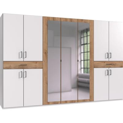 Drehtürenschrank WIMEX "Tibet", weiß (weiß, absetzung plankeneiche nachbildung), B:313cm H:208cm T:58cm, Spanplatte, Schränke, mit Schubkästen auf bequemer Zugriffshöhe Image