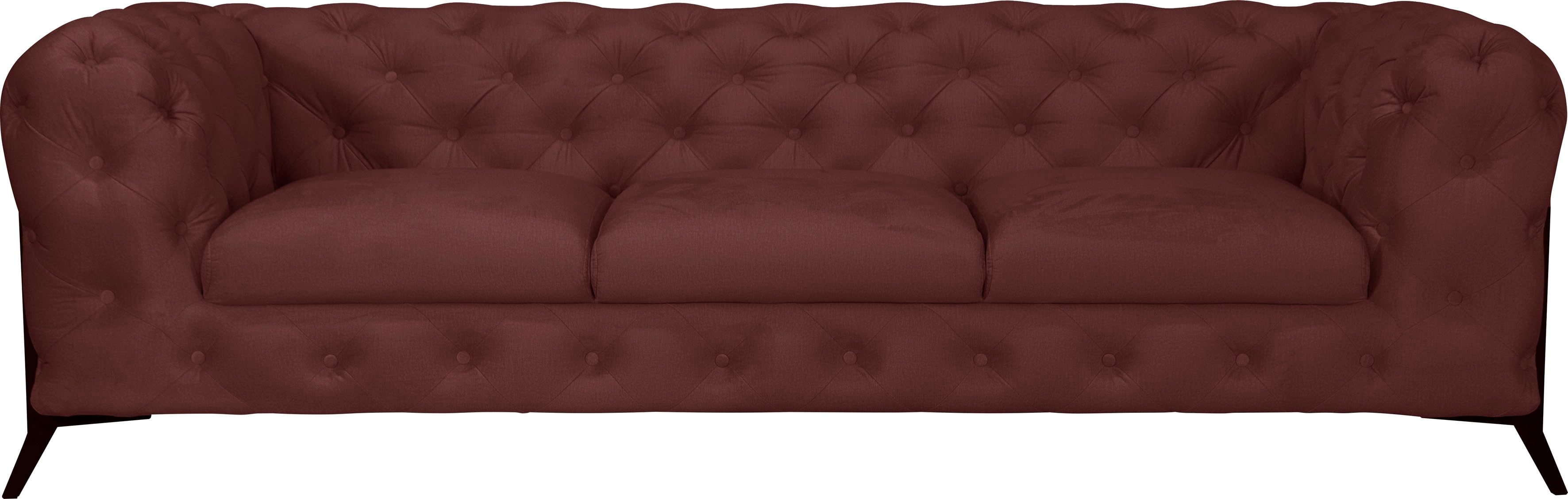 Chesterfield-Sofa HOME AFFAIRE "Amaury", rosa (rose), B:243cm H:75cm T:99cm, Struktur (100% Polyester9;Samtoptik (100% Polyester), Sofas, aufwändige Knopfheftung, moderne Chesterfield Optik, Fußfarbe wählbar