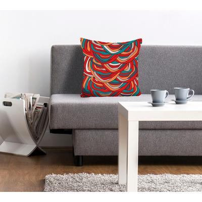 Dekokissen QUEENCE "Knubeli", bunt (bunt, bedruckt), B:40cm L:40cm, Polyester, Dekokissen_Sitzkissen_Kissenhüllen, mit einem bunten Haufen Garn Image