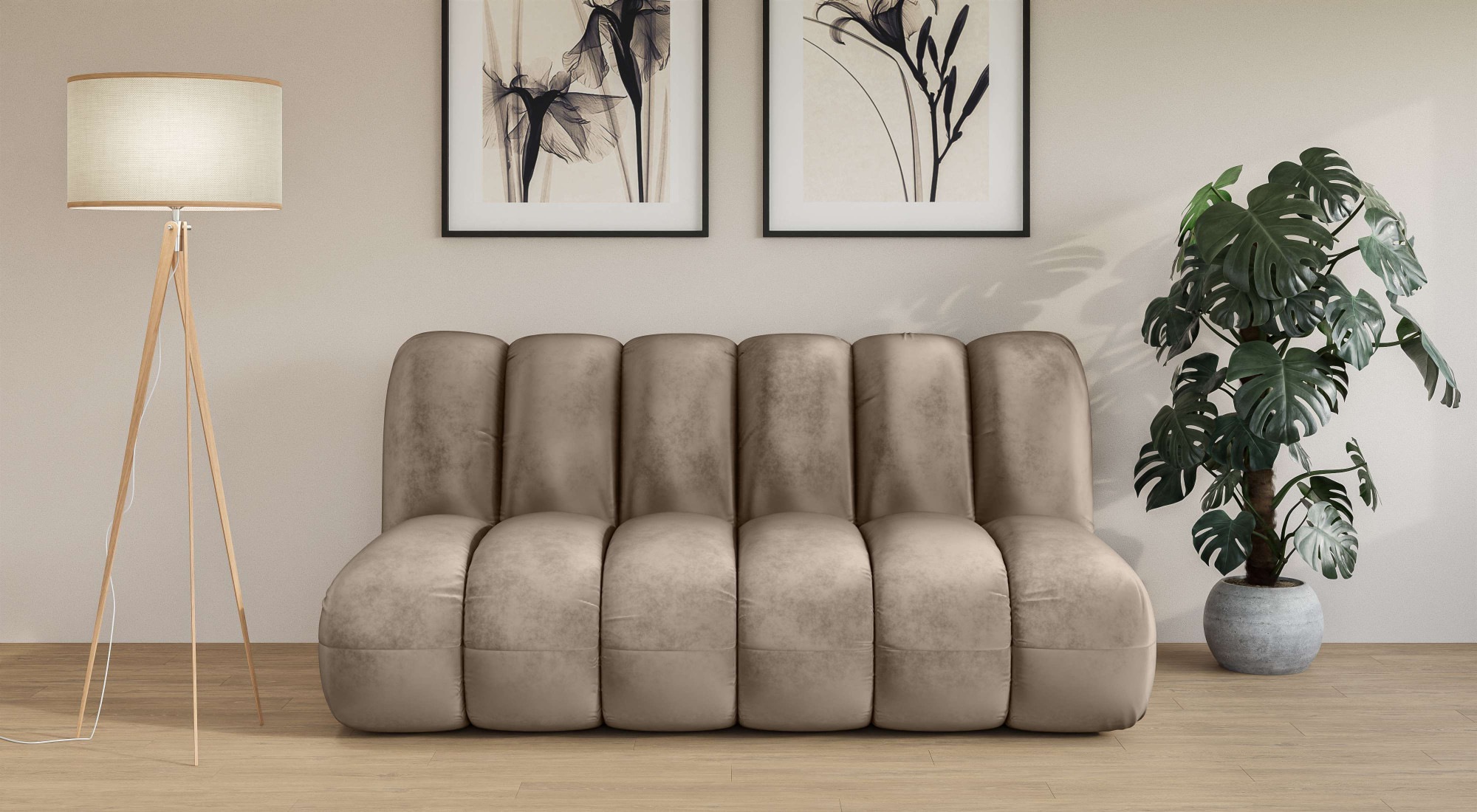 2,5-Sitzer "Priya Designersofa, moderne Steppung, auch in Bouclé", grau (taupe), B:185cm H:84cm T:108cm, 100% Polyester, LEGER HOME BY LENA GERCKE, Sofas, gemütlich und modern, B/T/H: 185/108/84 cm
