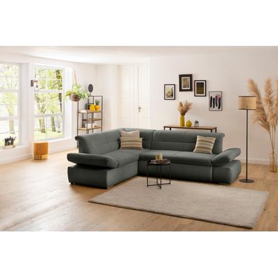 Ecksofa INOSIGN "Avesa L-Form", grün (dunkelgrün), B:275cm H:80cm T:211cm, 95% Polyester, 5% Polyacryl, Sofas, Wahlweise mit Arm- und Bettfunktion, B/T/H: 275/211/80 cm Image
