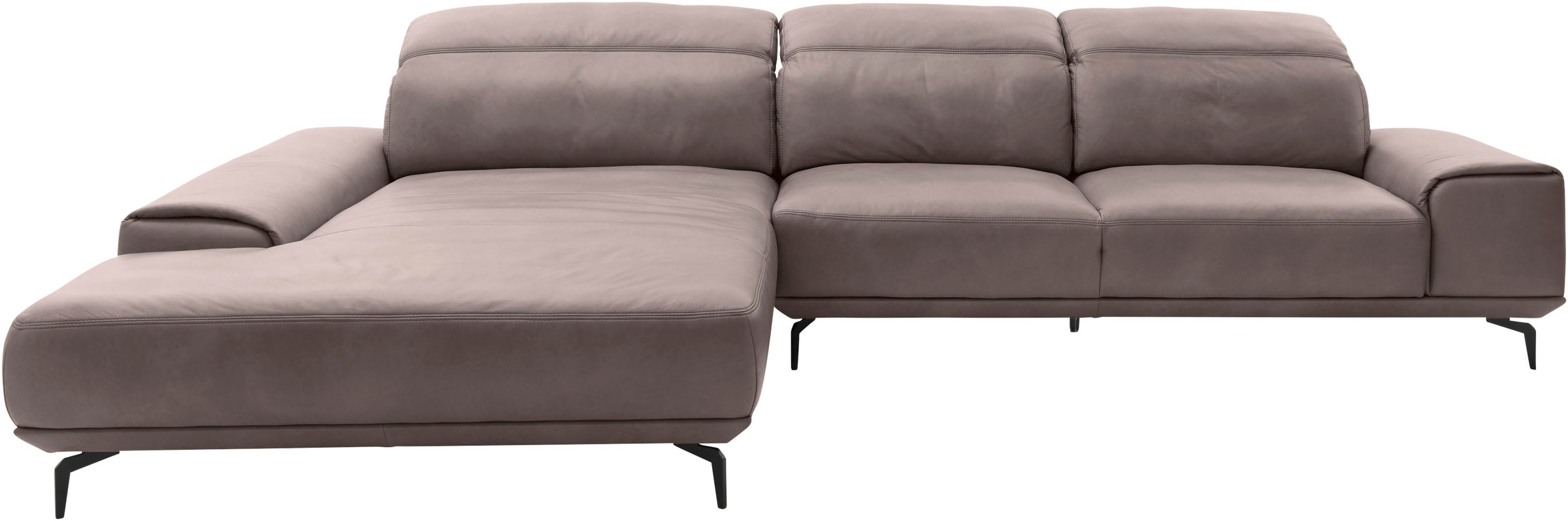 Wohnlandschaft MUSTERRING "MR 2490", grau (light grau, s), B:342cm T:207cm, Sofas, Fuß Schwarz, Sitzhöhe 46cm, wahlweise mit Funktionen, Maße 342x207 cm