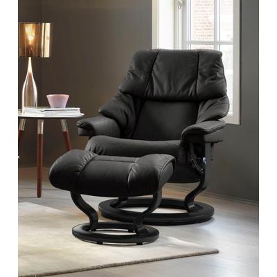 Relaxsessel STRESSLESS "Reno", schwarz (schwarz batick), B:88cm H:98cm T:78cm, Leder BATICK: BATICK ist ein leicht korrigiertes, durchgefärbtes und genarbtes Möbelleder, bei dem die meisten Unebenheiten und Spuren in der Regel entfernt wurden.,... Image