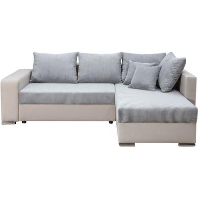 Ecksofa COLLECTION AB "John L-Form", grau (hellgrau), B:226cm H:80cm T:160cm, 100%Polyester, Sofas, Regalarmlehne,Bettfunktion,Bettkasten,Ottomane beiseitig montierbar Image