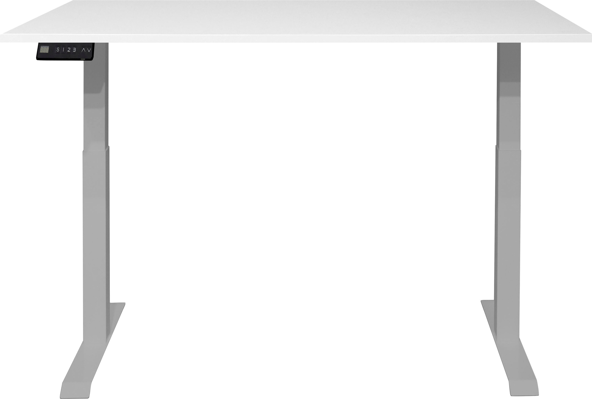 Schreibtisch MÄUSBACHER "Big System Office", silber (silber, weiß matt lack, silber, weiß matt lack), B:120cm, Tische, Schreibtisch, Breite 120 cm, elektrisch höhenverstellbar