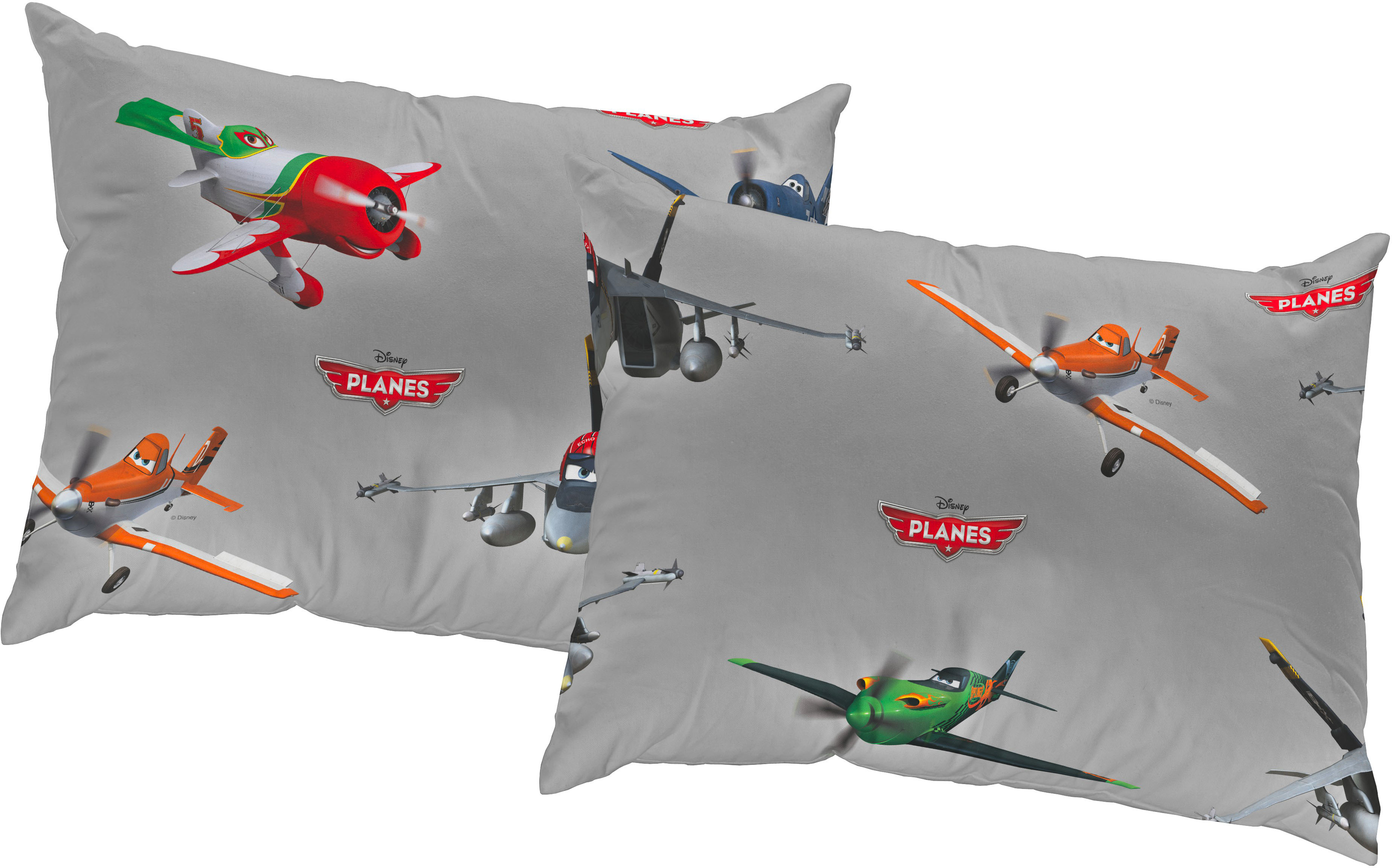 Dekokissen WIRTH "Planes Lima" Gr. 3, grau (dunkelgrau, gemustert), B:40cm L:60cm, Polyester, Dekokissen_Sitzkissen_Kissenhüllen, Disney, Kissenhülle ohne Füllung, 2 Stück