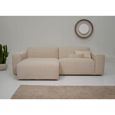Ecksofa INOSIGN "Clayton", beige (sand), B:247cm H:70cm T:141cm, 100% Polyester, Sofas, in einem trendigen Cord-Bezug, verschiedene Kombinationen verfügbar Image