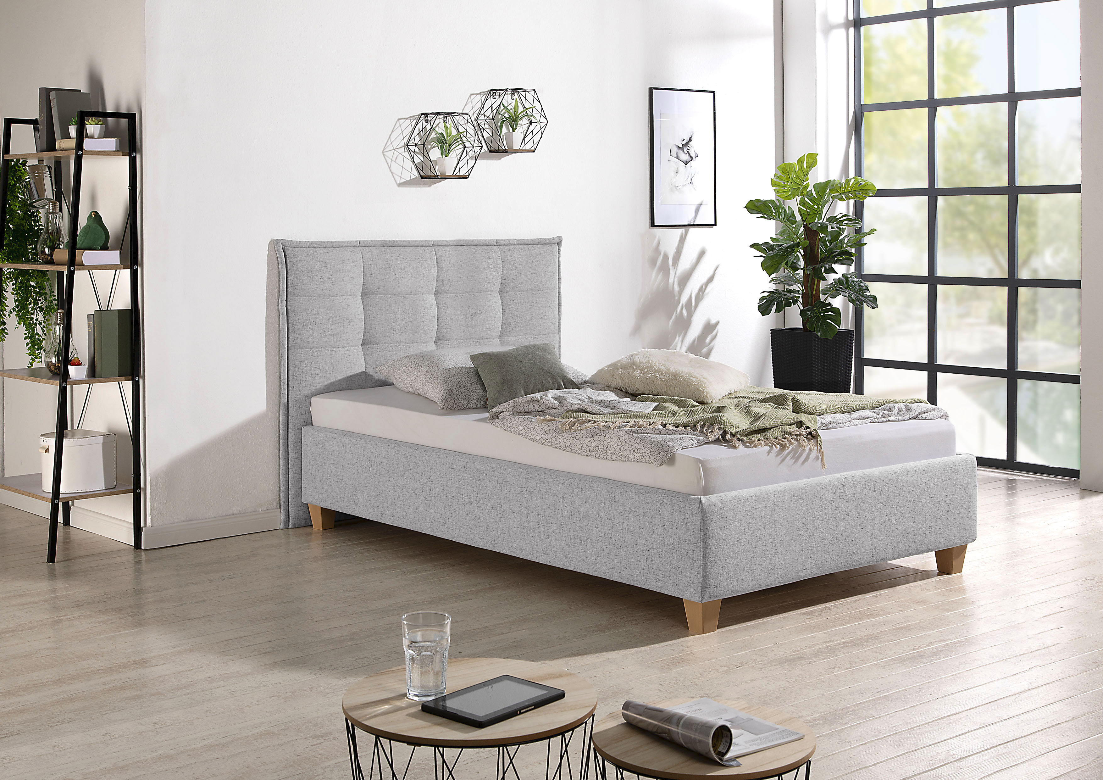Polsterbett MAINTAL, grau, B:138cm L:213cm, Betten, Polsterbett ohne Bettkasten Polsterbett, inklusive Bettkasten Image