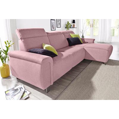 Ecksofa SIT & MORE "Township L-Form", rosa (altrosa), B:253cm H:102cm T:168cm, Luxus-Microfaser (100% Polyester), NaturLEDER Punch (echtes Rindsleder) in Sitz und Rücken. Korpus in passendem Kunstleder SOFTLUX bezogen, Luxus-Microfaser ALTARA NUBUCK... Image