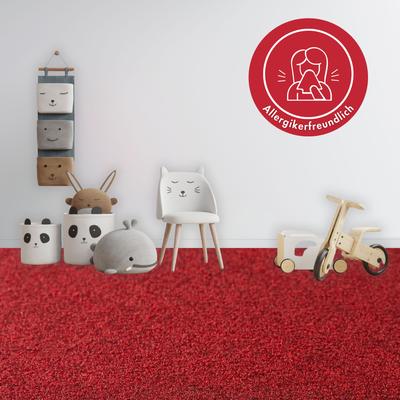 Teppichboden ANDIAMO "Sina, Velours, Made in Belgium", rot (bordeaux), B:400cm H:6mm L:700cm, Kunstfaser, Teppiche, Uni Farben, Breite 400 cm, strapazierfähig, pflegeleicht, Wohnzimmer Image
