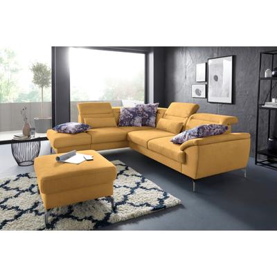 Ecksofa SIT & MORE "Percy L-Form", gelb (mustard), B:270cm T:235cm, Sofas, 15 cm Fußhöhe, Sitztiefenverstellung, wahlweise in 2 Fußfarben Image