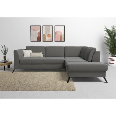 Ecksofa SIT & MORE "Olsen L-Form", grau (anthrazit), B:248cm H:88cm T:201cm, 100% Polyester, Sofas, inklusive Sitztiefenverstellung, wahlweise mit Bettfunktion, 15cm hoch Image