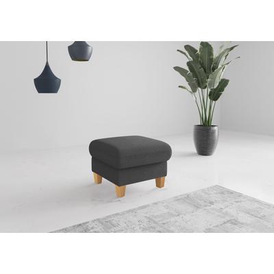 Polsterhocker HOME AFFAIRE "Rochelle", grau (dunkelgrau), B:58cm H:47cm T:58cm, 95% Polyester 5% Polyamid, Hocker, Massive 12 cm Holzbeine Image