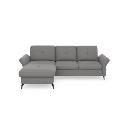 Ecksofa PLACES OF STYLE "Calando L-Form", grau, B:258cm H:91cm T:165cm, 100% Polyester, Sofas, wahlweise mit Bettfunktion, Bettkasten und Armteilfunktion Image