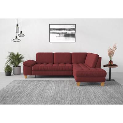 Ecksofa SIT & MORE "Westham L-Form", rot (bordeaux), B:261cm H:88cm T:179cm, 100% Polyester, Sofas, mit Ottomane, mit oder ohne Bettfunktion, Bettkasten, Verstellung Image