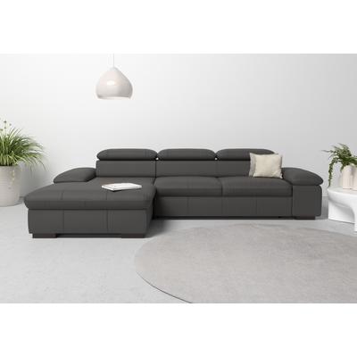 Ecksofa HOME AFFAIRE "Alberto L-Form", braun (mokka), B:286cm H:73cm T:174cm, Luxus-Microfaser Lederoptik (100% Polyester), Luxus-Microfaser ALTARA NUBUCK (100% Polyester), Luxus-Microfaser weich (90% Polyester, 10% Polyamid), Microfaser... Image